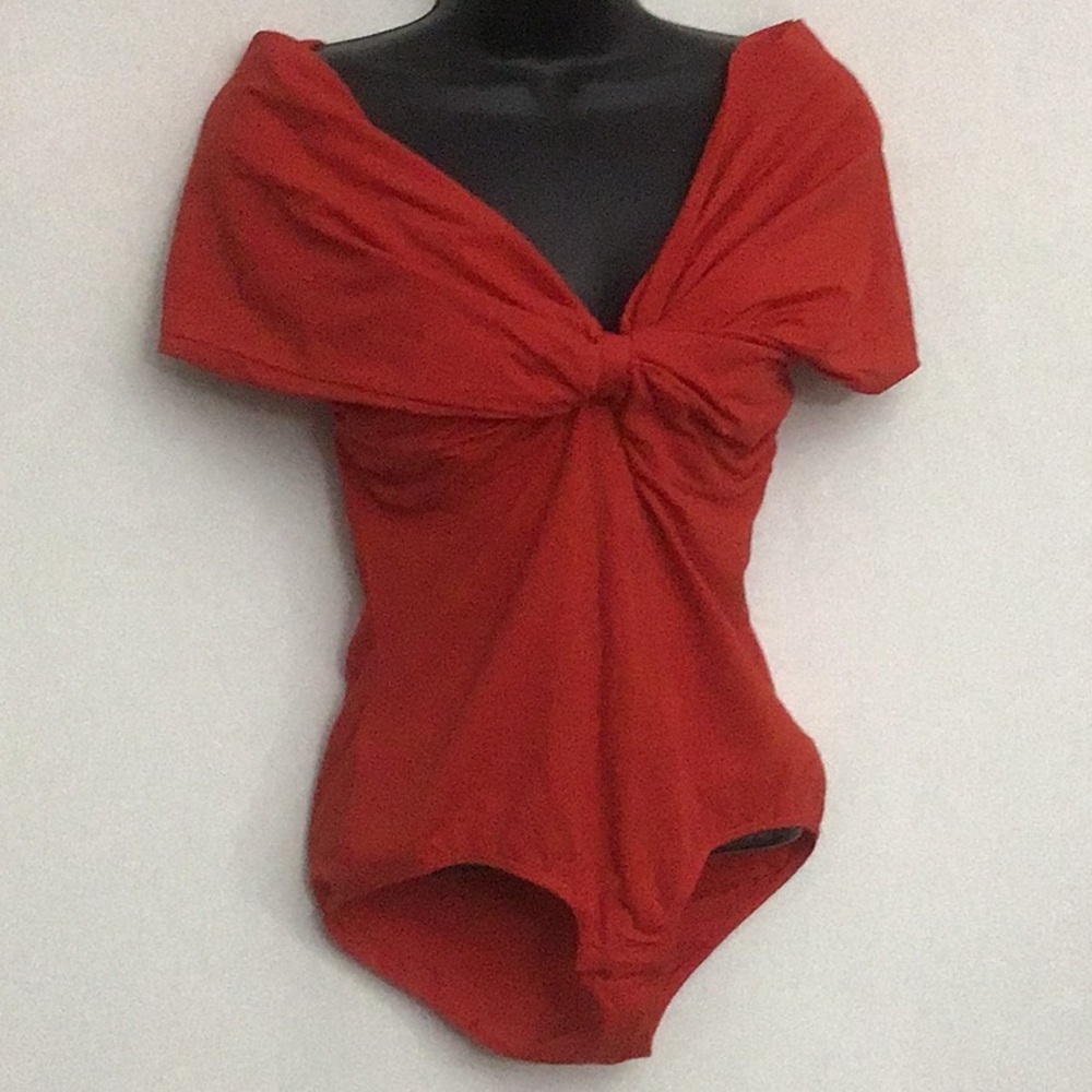 NWT Make My Lemonade Martha Red Off-Shoulder Bodysuit Size Small 36 - Picture 2 of 9